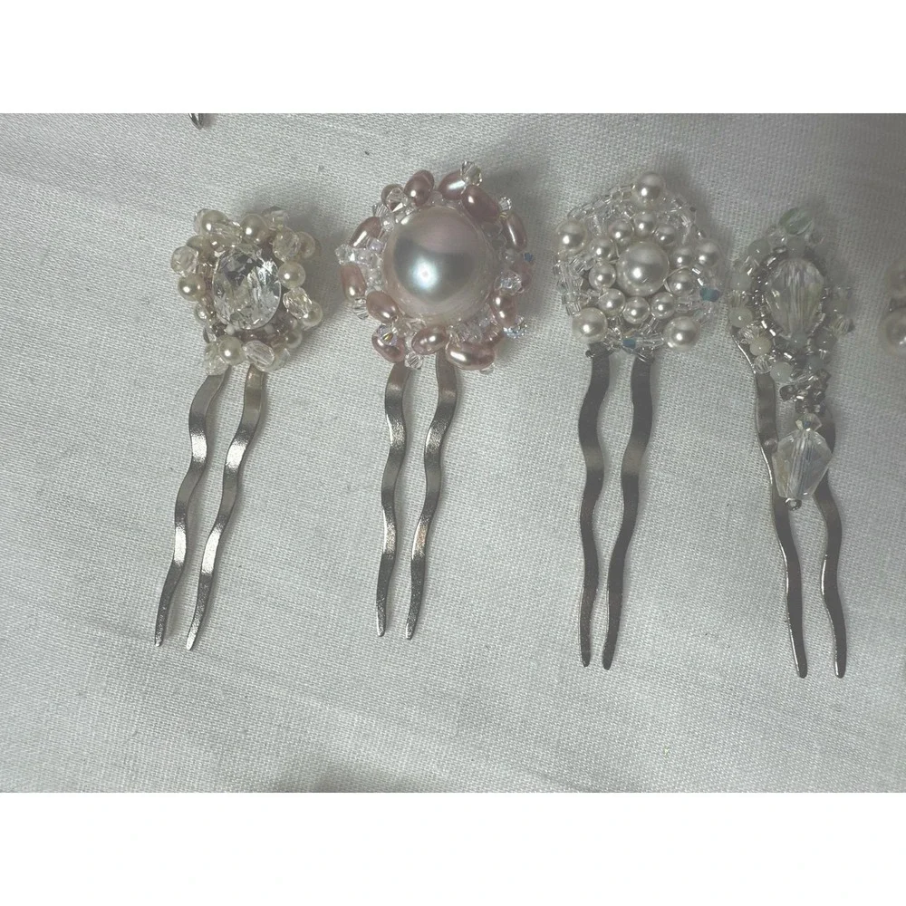 Hair Jewelry Combs Handmade Lot Of 15 Sparkle Prom Wedding Ceramic‎ Flowers